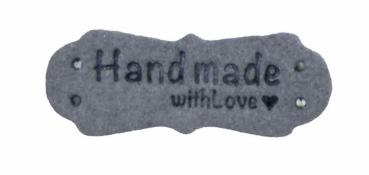 Wildleder Applikation Handmade Grau   Höhe1,5 cm Breite 4 cm